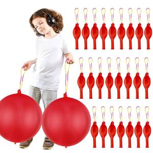 lot 14332 image: 24 Pcs Red Punch Balloons Bounce with Rubber Band Handle Punching Balloon Heavy Duty for Birthday party favors, Kids (Red)
