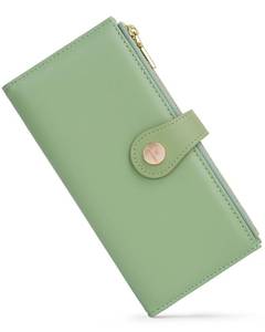 lot 14333 image: Sunpour Women��s Wallet,Thin RFID Blocking Leather Wallet for Women Credit Card Holder Travel Wallet with Zipper Pocket(Green)