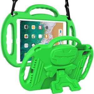lot 14336 image: LTROP Kids Case for iPad 5th6th Generation (20172018) & Air 2, Shoulder Strap Handle Stand Shockproof Bumper Cute Kid Case for iPad 9.7 Inch, Green