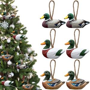 lot 14339 image: Vercraft 6 Pcs Mallard Duck Ornaments for Christmas Tree Wood Hanging Figurine Mallard Duck Decor Wooden Duck Handmade Carving Holiday Decorative for Christmas Party Decoration