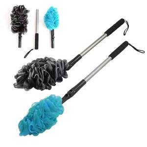 lot 14356 image: EASACE Back Scrubber for Shower Loofah with Long Handle, Adjustable Head with 1 Replacement Soft Loofa,Scrubber Sponge and Brush for Body,23��Loofah on a Stick for Men Women Bathing Accessories