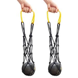 lot 14363 image: Riakrum 2 Pieces Shot Put Carrier Track and Field Equipment Net Shotput Bags for 8 lb Shot Put Ball Training Carry (Yellow and Black)