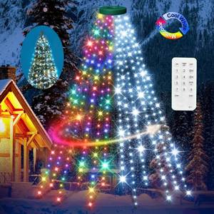 lot 14375 image: 12 Modes Easy Christmas Tree Lights with Ring Indoor Outdoor - 8.2Ft x 12 Lines String 348 LED Timer Dimmable Remote Waterproof Lights for 7.5 8 9 10 Ft Xmas Tree Decor (Cool White or Multicolor)