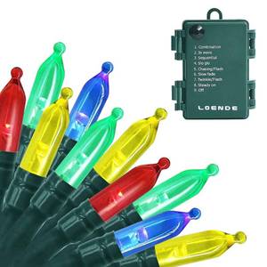 lot 14402 image: LOENDE 50-Count 8 Modes Christmas Lights with Timer, 18ft Battery Operated String Light Mini Lights Set for Indoor Outdoor Wreath Decor Christmas Tree Thanksgiving Day, Multicolor