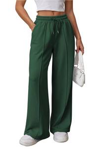 lot 14410 image: ATHMILE Wide Leg Sweatpants Women High Waisted Baggy Drawstring Athletic Jogger Flowy Pants Fashion Dark Green