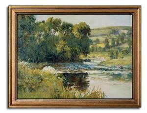 lot 15462 image: Gold Framed Wall Art Vintage River Canvas Wall Art Nature Landscape Antique River Artwork Prints Picture for Living Room Bedroom Farmhouse Bathroom Office Decor, 12x16