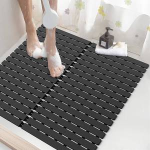 lot 15467 image: ��Shower Mat Non-Slip Bath Mat for Tub and Shower Stall,200 Suction Cups with Drain Holes, Quick Dry Machine Washable, Extra Grip for Stand Up Showers, Bathroom Essentials 24x24 Inch(Black)