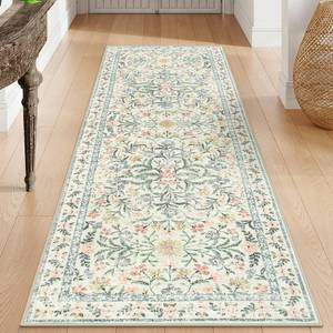 lot 15470 image: Morebes Washable Runner Rug 2x6,Bathroom Runner Rugs 24 x 72 Non Slip Washable,Vintage Boho Ultra-Thin Indoor Throw Carpet Runner for Hallway Entry Bedroom Laundry Room, CreamMulti