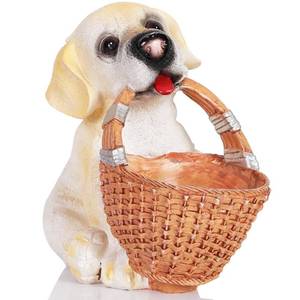 lot 15485 image: H&W Dog Candy Dish,Cute Key Bowl for Entryway Table,Dog Basket Statue,Resin Animal Sculptures Home Desk Decorations,Unique Funny Key Holder Bowl,Sundries Container Storage Basket basket chipped at front