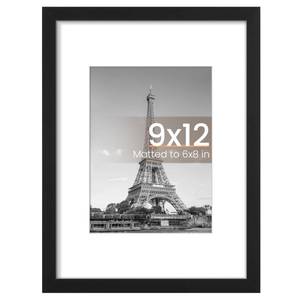 lot 16284 image: upsimples 9x12 Picture Frame, Display Pictures 6x8 with Mat or 9x12 Without, Wall Hanging Photo Frames, Black, 1 Pack