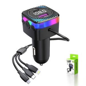 lot 16297 image: EAHOSUCC Bluetooth 5.3 FM Transmitter for Car, 66W Fast USB-C Port Car Charger,Hands-Free Calling Bluetooth Adapter with Multi-Cable Charging System