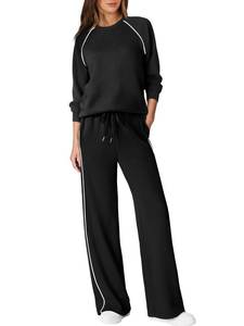lot 16308 image: Sampeel Matching Sets Women Clothing 2 Piece Fall Sweatsuits Lounge wear Teacher Business Casual Outfits Resort Wear Y2K Fashion Clothes 2025 Black L