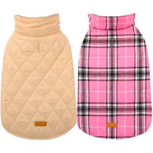 lot 16310 image: Kuoser Waterproof Dog Coat, Reversible Dog Jacket for Large Dogs, Adjustable Durable Doggie Winter Coat for Groowing Puppies Warm Puppy Cold Weather Apparel, Pink L