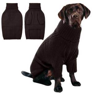 lot 16317 image: IECOii XXL Dog Sweater,Thermal Knit Big Dog Sweater with Sleeve,Pet Turtleneck Doggy Sweatshirt for Extra Large Dogs Boy Girl,Stretchy Large Dogs Cold Weather Outfit Pitbull Clothes,(Brown,XXL)