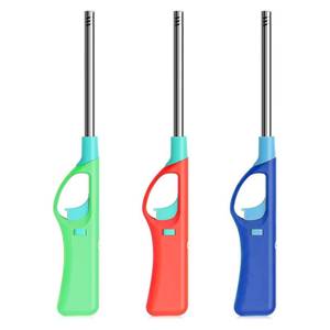 lot 16333 image: 3Pcs Refillable Butane Lighters, Larger BBQ Grill Click Flame Long Stem Lighter Adjustable Soft Flame Multipurpose Lighters(No Butane Fuel Inside) (Upgrade Version)