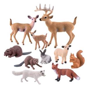 lot 16335 image: TUPARKA 10 Pcs Forest Animals Figures, Miniature Woodland Creatures Figurines Squirrel, Rabbit, Fox, Sheep, Beaver, Deer Figurines Woodland Cake Topper for Birthday Party, Baby Shower, Christmas Party