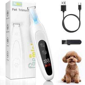 lot 16339 image: PAPMINI Ultra-Sharp Dog Paw Trimmer with LED Light, No-Pull 35dB Low Noise Paw Trimmers for Dogs Feet, 2 Speed Electric Dog Clippers for Grooming, Rechargeable Cat Shaver (White)