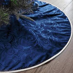lot 16341 image: Bunny Chorus Christmas Tree Skirt 36 Inch Blue Silver Luxury Velvet Plush Fur Christmas Tree Skirts with Embossed Floral Pattern, Vintage Royal Xmas Tree Holiday Decorations for Christmas Home Decor