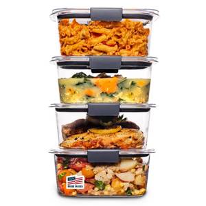 lot 19647 image: Rubbermaid Brilliance BPA Free Airtight Food Storage Containers with Lids, Set of 4 (4.7 Cup) Ideal for Lunch, Meal Prep, and Leftovers