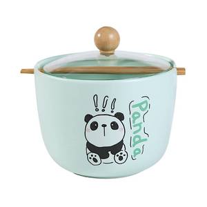 lot 19657 image: Urban Tokyo Porcelain Ramen Noodle Bowl with Glass Lid 26 fl oz Bowl With Chopsticks For Udong, Pho, Tomyum Ramen Noodle Soup Whimsical Characters (Panda)