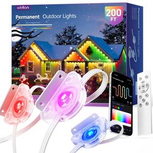 lot 19678 image: addlon Permanent Outdoor Lights, Smart RGBIC LED Lights for House & Outdoor Decor, App & Remote Control, Scene Modes, IP67 Waterproof for Christmas, Holiday, Valentines Day Decorations, 200FT
