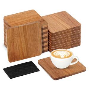 lot 19680 image: 24PCS Wood Coasters Square Wooden Coaster for Drinks Coffee Table with Non-Slip Pad Acacia Cup Coaster for Coffee Home Kitchen 4 Inch Square
