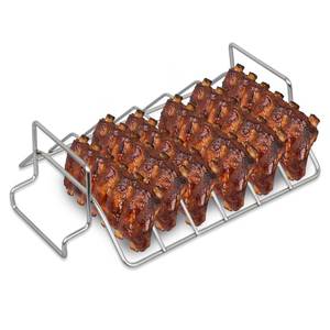lot 20140 image: Burly grill Rib Rack for Big Green Egg, Stainless Steel BBQ Rib Racks for Grilling and Smoking Dual-Purpose Turkey Roaster Rack for Pit Boss, BGE and Kamado Joe, Holds Up to 6 Racks of Ribs
