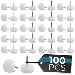 lot 20142 image: 100 Pcs Plastic Furniture Feet �� 0.8x0.7 Nail On Furniture Glides �� Durable, Easy to Install, Low-Profile, Smooth Gliding �� Nail in Chair Leg Floor Protectors Prevents Scratches, Dents for Daily Use