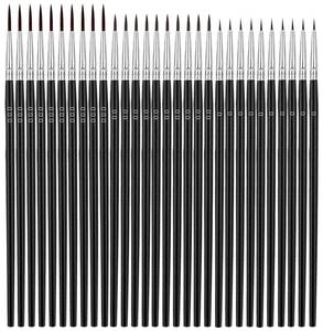 lot 20160 image: Anezus Tiny Detail Paint Brushes 30 Pcs Fine Paint Brushes Set with 3 Size #0#00#000 Liner Brush for Miniature 40k Model Crafts Watercolor Acrylics Oil