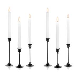 lot 20183 image: Nuptio Black Candle Holder Candlestick Holders Candle Sticks Holder Tapered Candle Holder Gothic Taper Candle Holders for Halloween Christmas Party Mantel Dinner Home Decoration 2 Sets(6 Pcs)