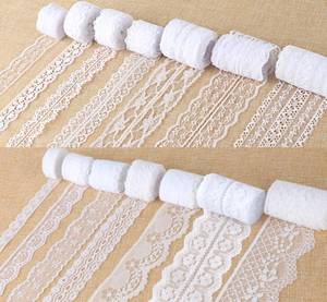 lot 20196 image: ilauke 46 Yards White Lace Ribbon 14 Rolls Vintage Lace Trims 0.6 to 2.1 inch Ribbon Laces with Assorted Pattern for Sewing, Crafts, Wedding Decor, Flower Ribbons, 3.28 Yards Each