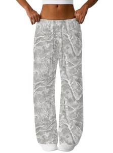 lot 20201 image: SOFIAS CHOICE Wide Leg Camo Pants for Women Baggy Sweatpants Y2k Low Rise Sweatpants White Camo Medium