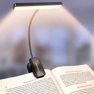 lot 20213 image: Glocusent 26 LED Book Light, 1200 mAh 90 Hrs Lasting Rechargeable Reading Light, 5 Amber Colors & Stepless Dimming Book Reading Light - Portable Clip on Light for Book Lovers Kids