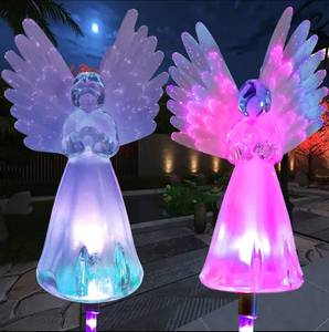 lot 20214 image: Solar Angel Lights Outdoor Decorative,Memorial Remembrance Gifts for Loved Ones,Multi-Color Changing LED Stake Light for Cemetery Grave Decoration