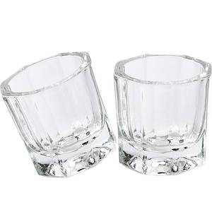 lot 20221 image: fiezkaa 2 Pcs Clear Nail Dappen Dish Glass Cup for Acetone and Nail Liquid, Small Dampen Dish for Acrylic Nails, Monomer, Powder, Polish Remover - Dapping Dish for Nail Tech, Art