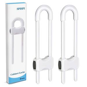 lot 20222 image: Baby Proofing Cabinets,Cabinet Locks for Babies,U-Shaped Child Locks for Cabinets, Child Proof Cabinet Latches,Child Safety Cabinet Locks with Adjustable by SPISPI (Pack of 2)