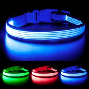lot 20223 image: YFbrite Full Adjustbale LED Dog Collar, Full Illuminated Light up Dog Collars, Reflective Dog Collar Light Glowing in The Dark for All Dogs Safety (Medium, Blue-2)