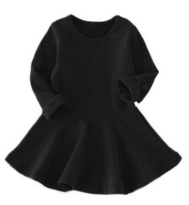 lot 20232 image: BGIRNUK Girls Baby Dress Infant Toddler Girl Ruffles Long Sleeves Cotton Dress Black 130