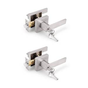 lot 20234 image: Gobrico 2 Pack Keyed-Alike Entry Door Levers with Same Key,Satin Nickel Finished,Interior Doors Exterior Doors Use, Square Door Locksets Handles