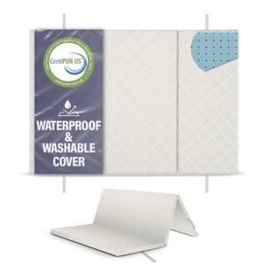 lot 1809 image: Sleepah Pack and Play Mattress Waterproof & Washable Cover Foldable Tri-Fold Pad 38 x 26 x 1.5 Pad for Babies and Toddlers Play Yards Mattresses Fits Most Playpens
