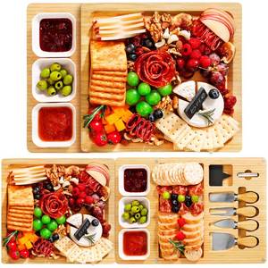 lot 1811 image: Easoger Charcuterie Boards Set - 3 in 1 Magnetic Extra Large Cheese Board with 3 Bowls, House Warming Gifts New Home, Wedding, Bridal Shower, Christmas Gifts for Women