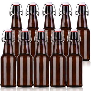 lot 1812 image: KITGLASCUP Amber Beer Bottles with Flip Caps, 12oz 10 Pack Glass Bottle with Swinging Top for Airtight Lids, Home Brewing and Fermentation Kombucha, Vanilla Extract, Beverage, Water, Kefir