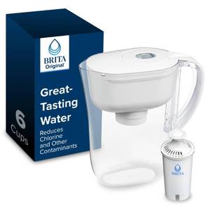 lot 1814 image: Brita Metro Water Filter Pitcher with SmartLight Change Indicator, BPA-Free, Replaces 1,800 Plastic Water Bottles a Year, Lasts Two Months, Includes 1 Filter, Small - 6-Cup Capacity, White