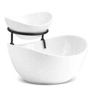lot 1817 image: YHOSSEUN Chip and Dip Serving Set, Tiered Serving Bowl Set 2 Tier Serving Stand Ceramic Appetizer Serving Food Display Stand for Parties, Serving Dishes for Entertaining Food Service