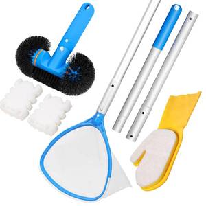 lot 1822 image: TidyMister 5-in-1 Spa Cleaning Set - Hot Tub Small Pools Maintenance Accessories Kit - Skimmer Net, Round Brush, 2ft Pole, Scrub Glove and Scum Absorber