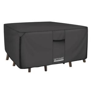 lot 1823 image: ULTCOVER 600D Tough Canvas Heavy Duty Square Patio Table and Chair Cover - Waterproof Outdoor General Purpose Furniture Covers 62 inch, Black