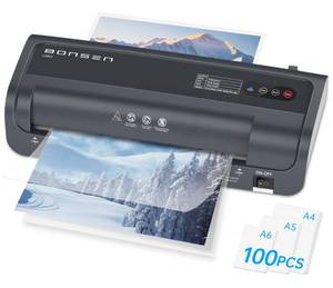 lot 1825 image: BONSEN A4 Laminator Machine, 9.33-Inch Thermal Laminator with Never Jam Technology, 100 Laminating Sheets, Laminates Photos Cards Documents, 4-in-1 Personal Laminators for Teachers Home Office School