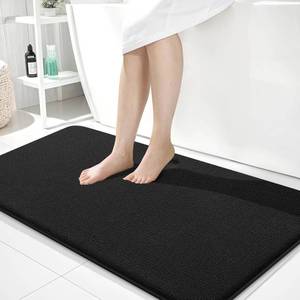 lot 1841 image: OLANLY Thick Memory Foam Bath Mat Rug 44x24, Extra Soft Absorbent Bathroom Rug, Quick Dry Bath Mats, Non-Slip, Machine Washable Carpet for Bathroom, Tub and Shower, Home Decor Accessories, Black
