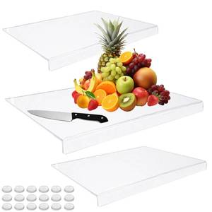 lot 1849 image: 3 PACK Acrylic Cutting Board with Counter Lip in 2 Large and XL, Clear Cutting Board with Non-slip Pad for Countertop, Acrylic Chopping Board with Counter Lip for Kitchen Essential Gadgets