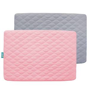 lot 2312 image: 2 Pack Pack and Play Mattress Protector Sheets Fitted Waterproof Playard Mattress Pad Cover, Compatible with Graco Pack n Play & Dream On Me & Pamo Babe, PlaypenPlayard Sheet, Gray&Pink, 39 x 27